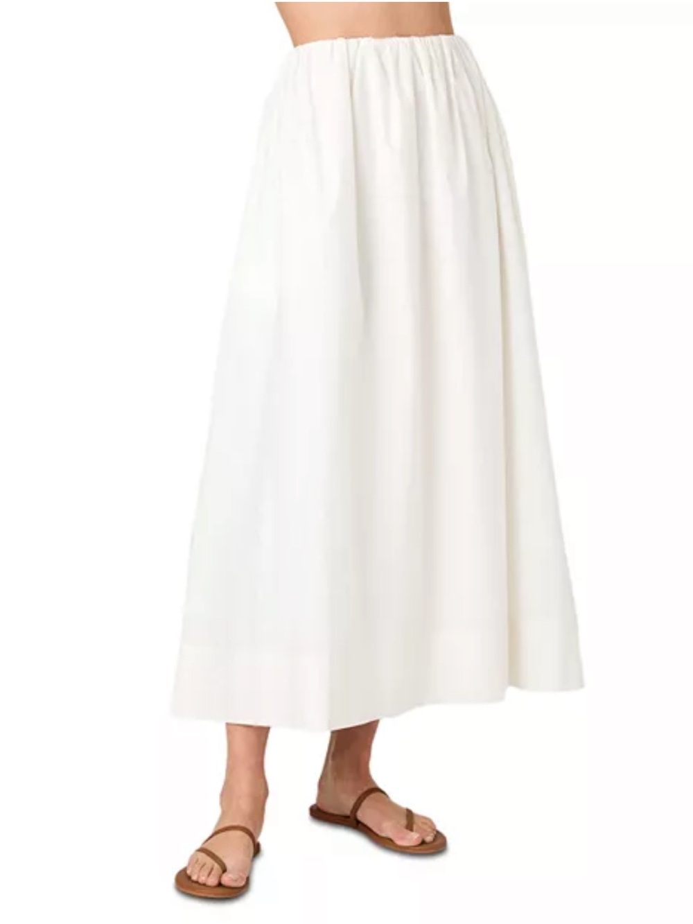 NWT French Connection Summer White Nomi Cotton Ruched Midi Skirt sz M S